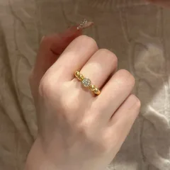 Bubble Open Rings For Women In Copper With Electroplated Gold Plating, Perfect For Daily Wear