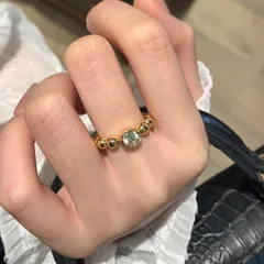 Bubble Open Rings For Women In Copper With Electroplated Gold Plating, Perfect For Daily Wear 4