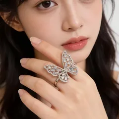 Butterfly Open Ring For Women In Alloy Material, Stylish And Adjustable Fashion Jewelry 2