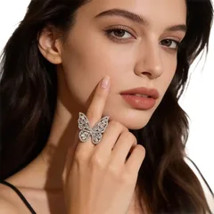Butterfly Open Ring For Women In Alloy Material, Stylish And Adjustable Fashion Jewelry 5