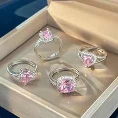 Butterfly Open Ring For Women In Copper With Rhinestones, Natural Pink, New Style 3