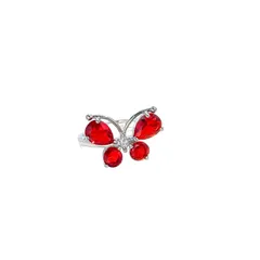 Butterfly Open Ring For Women In Copper With Rhinestones, Featuring Natural Pink Color, Perfect For Summer 5