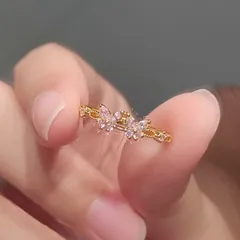 Butterfly Open Ring For Women In Natural Pink Copper With Electroplated Gold Plating, Perfect For Spring & Summer