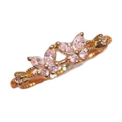 Butterfly Open Ring For Women In Natural Pink Copper With Electroplated Gold Plating, Perfect For Spring & Summer 5