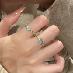 Butterfly Open Ring For Women In Blue, Electroplated Copper Jewelry 2