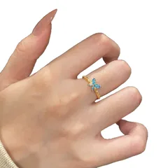Butterfly Open Ring For Women In Blue, Electroplated Copper Jewelry 5