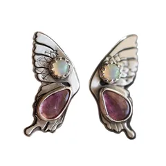 Butterfly Open Ring For Women In Metal Featuring October Birthstone Opal With Electroplated Finish 5