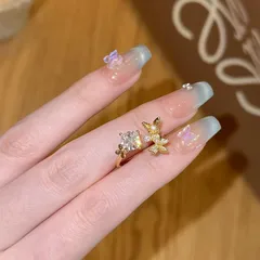 Butterfly Open Ring For Women In Electroplated Copper With Retro Style 2