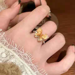 Butterfly Open Rings For Women In Alloy With Rhinestones, Featuring 0.03µm Coating Thickness And Cutting Craft 3