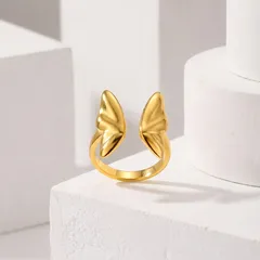 Butterfly Ring For Women In 201 Stainless Steel With 18K Real Gold Plated Finish Featuring PVD Coated 0.03µm Thickness 4