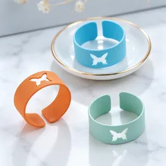Butterfly Spray Paint Alloy Ring With Zinc Alloy Chain, Stylish Jewelry For Adults