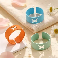 Butterfly Spray Paint Alloy Ring With Zinc Alloy Chain, Stylish Jewelry For Adults 2