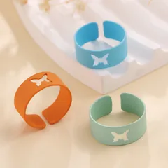 Butterfly Spray Paint Alloy Ring With Zinc Alloy Chain, Stylish Jewelry For Adults 3