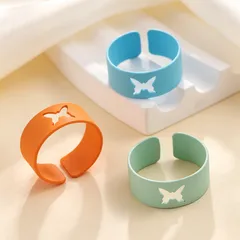 Butterfly Spray Paint Alloy Ring With Zinc Alloy Chain, Stylish Jewelry For Adults 5