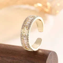 C Shape Adjustable Ring For Women In Gold Alloy Featuring Electroplated Finish