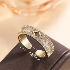 C Shape Adjustable Ring For Women In Gold Alloy Featuring Electroplated Finish 2