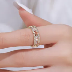 C Shape Adjustable Ring For Women In Gold Alloy Featuring Electroplated Finish 3