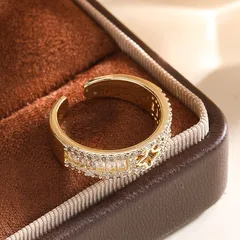 C Shape Adjustable Ring For Women In Gold Alloy Featuring Electroplated Finish 4