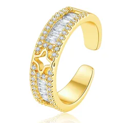 C Shape Adjustable Ring For Women In Gold Alloy Featuring Electroplated Finish 5