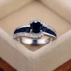 Cao Shi Best Selling Wish Explosions Inlaid Black Zircon Ring Fashion OL Ladies Holiday Gift Jewelry Wholesale 3