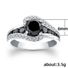 Cao Shi Best Selling Wish Explosions Inlaid Black Zircon Ring Fashion OL Ladies Holiday Gift Jewelry Wholesale 5