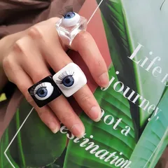 Geometric Acrylic Ring For Women Featuring Epoxy Design In Cartoon Style, 1 Piece 2