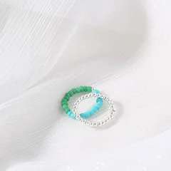 2 Pieces Casual Resin Toe Rings For Women Featuring Round Pattern And Beading Design 2