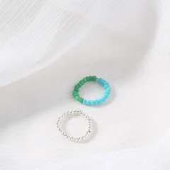 2 Pieces Casual Resin Toe Rings For Women Featuring Round Pattern And Beading Design 3