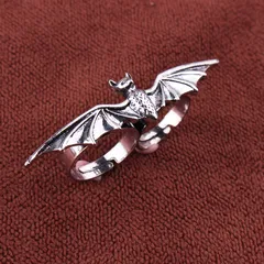 Halloween Bat Open Ring For Unisex Casual Style, Silver Plated Alloy, 1 Piece