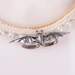 Halloween Bat Open Ring For Unisex Casual Style, Silver Plated Alloy, 1 Piece 2