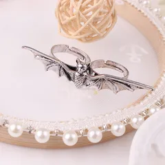 Halloween Bat Open Ring For Unisex Casual Style, Silver Plated Alloy, 1 Piece 5