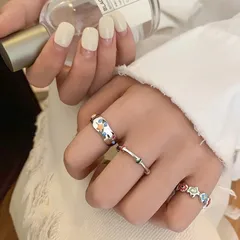 Geometric Open Ring For Women Featuring Casual Style And Flower Design, 1 Piece Alloy Jewelry