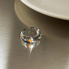 Geometric Open Ring For Women Featuring Casual Style And Flower Design, 1 Piece Alloy Jewelry 2