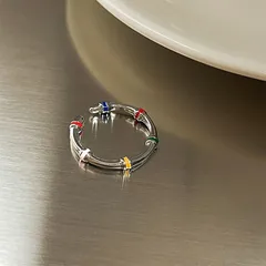 Geometric Open Ring For Women Featuring Casual Style And Flower Design, 1 Piece Alloy Jewelry 4