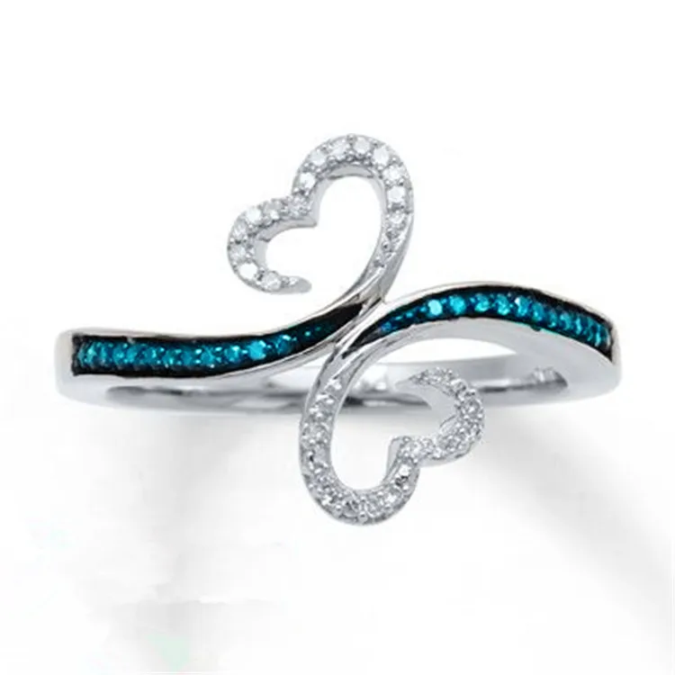 Heart Shape Casual Alloy Ring For Women Featuring Rhinestones And Artificial Gemstones, 1 Piece 3