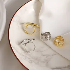 Geometric Open Ring For Women, 1 Piece Casual Style Alloy Ring Featuring Electroplated Design 4