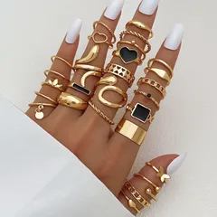 Casual Simple Style Streetwear Geometric Heart Shape Alloy Plating Women's Rings