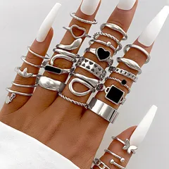 Casual Simple Style Streetwear Geometric Heart Shape Alloy Plating Women's Rings 3