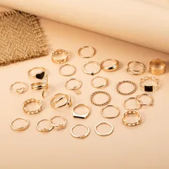 Casual Simple Style Streetwear Geometric Heart Shape Alloy Plating Women's Rings 4