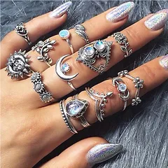 Gold Animal Charm Ring Set For Women With Artificial Gemstones, Casual Style For Halloween 2