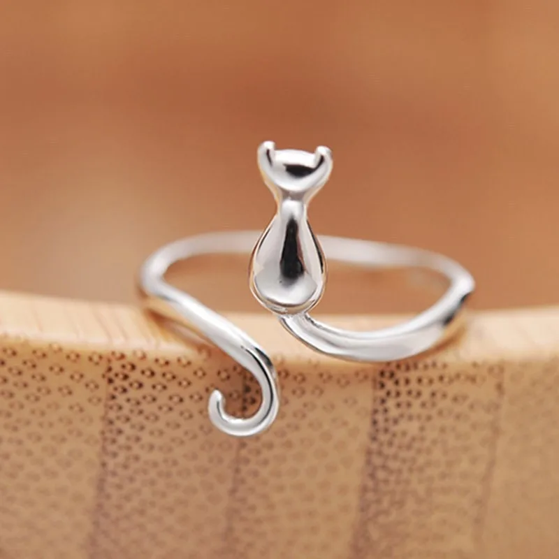 Cat Themed Open Ring For Women Moon And Cat Geometric Alloy Jewelry Universal For Men And Women Fingertip Fashion Accessory 5