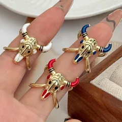Cattle Enamel Rings For Women In Copper With 18K Real Gold Electroplated Coating Thickness 0.03µm