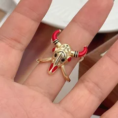 Cattle Enamel Rings For Women In Copper With 18K Real Gold Electroplated Coating Thickness 0.03µm 3