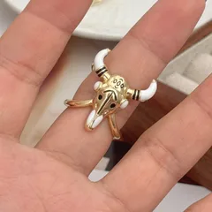 Cattle Enamel Rings For Women In Copper With 18K Real Gold Electroplated Coating Thickness 0.03µm 4