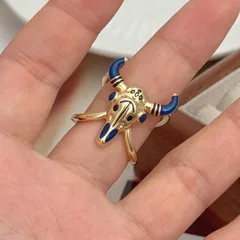 Cattle Enamel Rings For Women In Copper With 18K Real Gold Electroplated Coating Thickness 0.03µm 5