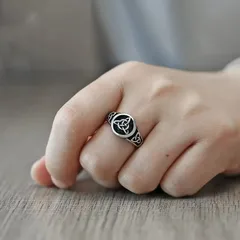 Celtic Knot Rings For Unisex, 1 Pair Retro Style Alloy Rings Featuring Electroplated Finish 4