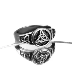 Celtic Knot Rings For Unisex, 1 Pair Retro Style Alloy Rings Featuring Electroplated Finish 5