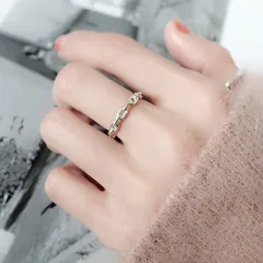 Chains Print Open Rings For Unisex In Simple Style, Silver Copper Electroplated Finish 2