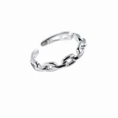 Chains Print Open Rings For Unisex In Simple Style, Silver Copper Electroplated Finish 5