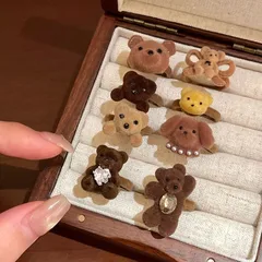 Charming Brown Bear Open Ring Women's Popular Stackable Finger Ring Unique Autumn Winter Index Ring Zinc Alloy Country Style
